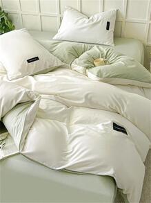 4入組素色被套套裝,包括1被套,1床單和2枕套,不包括枕頭內,綠色極簡風格床上用品適用於臥室 - 彩色 - 查看 4