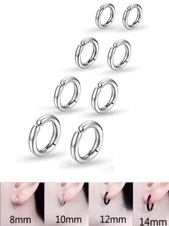 1 par / 2 piezas de pendientes tipo clip sin perforación de acero inoxidable para mujer