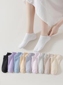1双/10双 混色抽绳可爱百搭女士短袜 - 彩色 - 查看 4