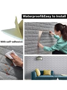 1pc Hình nền hoa văn gạch màu xám bạc đơn giản không thấm nước - Màu Xám nhạt - Xem 3