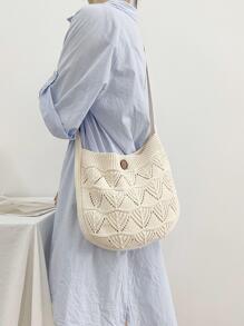 Borsa a rete lavorata a maglia oversize disegno originale Ins, borsa a spalla leggera riutilizzabile da donna per spiaggia e uso casual. Borsa da spiaggia all'uncinetto, regalo per laureati, adolescenti, studenti universitari, adatto per spiaggia e vacanze