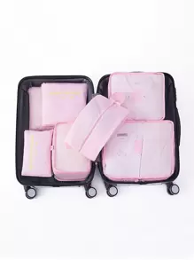 Bộ 7 Túi Đựng Đồ Du Lịch Cho Quần Áo Tủ Sắp Xếp Gọn Gàng Túi Vali Túi Túi Sắp Xếp Du Lịch Đồ Dùng Học Tập Trang Trí Phòng Trang Trí Phòng Ngủ Vật Dụng Cần Thiết Trong Ký Túc Xá Cho Học Sinh Giáo Viên - Hồng - Xem 2