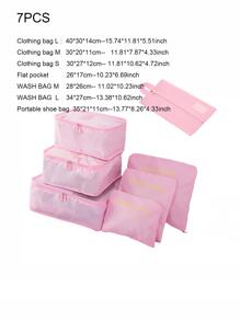 Bộ 7 Túi Đựng Đồ Du Lịch Cho Quần Áo Tủ Sắp Xếp Gọn Gàng Túi Vali Túi Túi Sắp Xếp Du Lịch Đồ Dùng Học Tập Trang Trí Phòng Trang Trí Phòng Ngủ Vật Dụng Cần Thiết Trong Ký Túc Xá Cho Học Sinh Giáo Viên - Hồng - Xem 4
