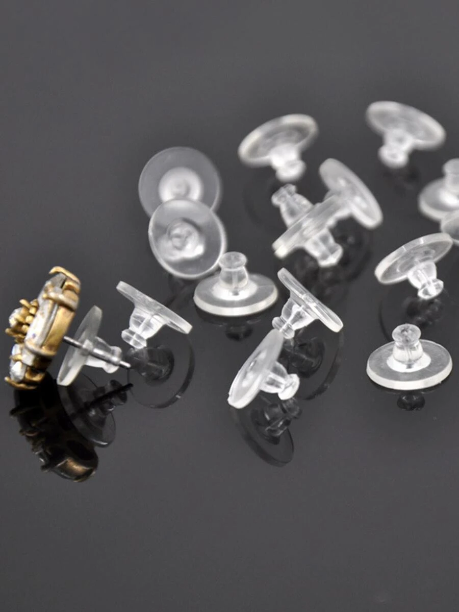 200pcs Silicone Earring Backs With Clear Rubber Stoppers For Diy Jewelry Making Accessories - White - View 1