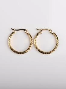 1 đôi bông tai cá tính không gây dị ứng bằng thép không gỉ cho phụ nữ, bé gái - Vàng - Xem 4