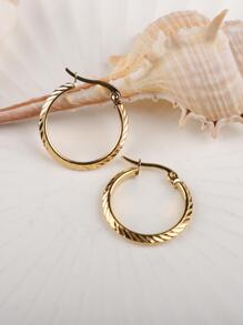 1 đôi bông tai cá tính không gây dị ứng bằng thép không gỉ cho phụ nữ, bé gái - Vàng - Xem 1