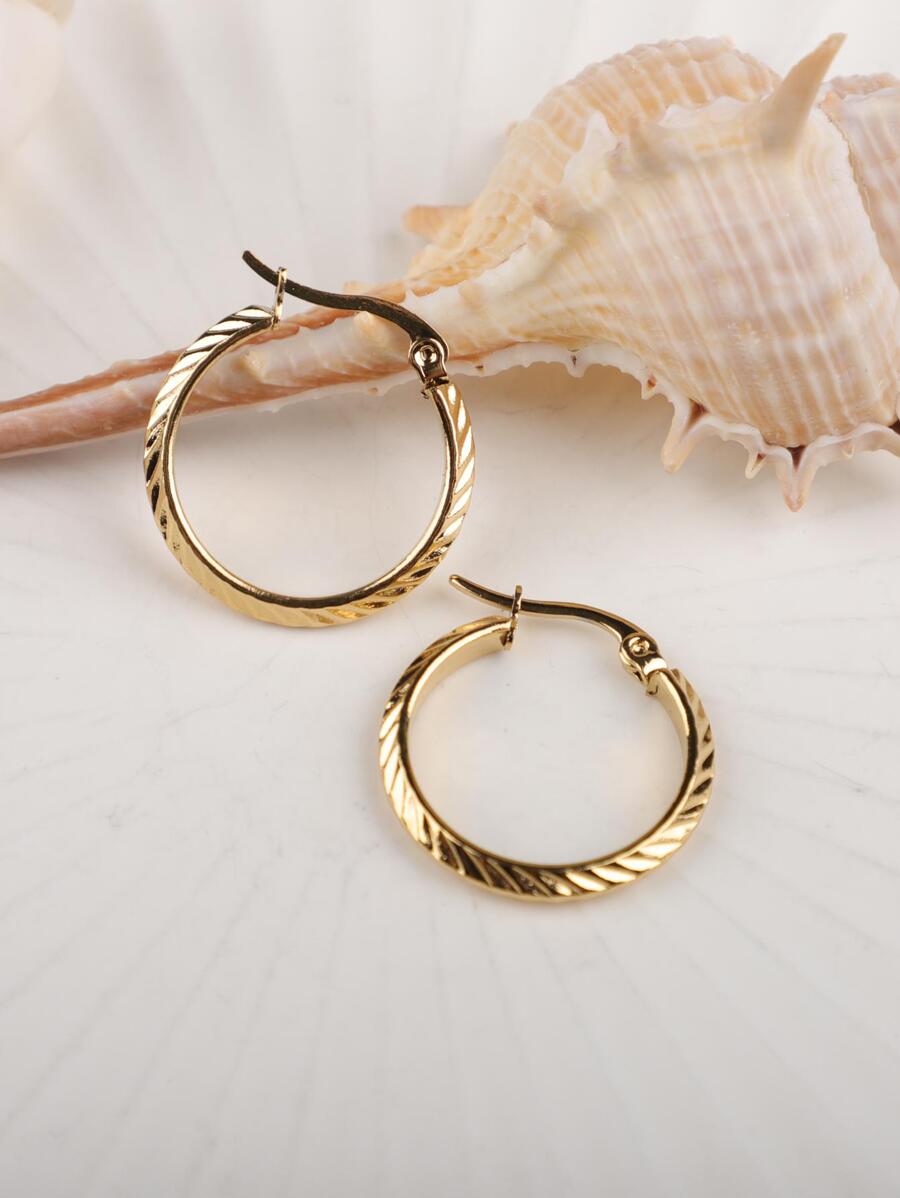 1 đôi bông tai cá tính không gây dị ứng bằng thép không gỉ cho phụ nữ, bé gái - Vàng - Xem 1