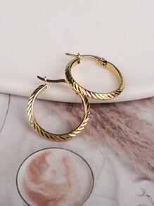 1 đôi bông tai cá tính không gây dị ứng bằng thép không gỉ cho phụ nữ, bé gái - Vàng - Xem 3