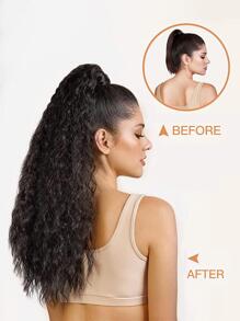 Pull Rope Ponytail 'S Ponytail Extension Synthesis 22 Inch Long Curly Wavy Ponytail Hair Extension - Brown - View 3