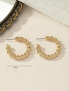 1pair Fashionable Winding Flower Design Wire Hoop Earrings - Gold - View 4