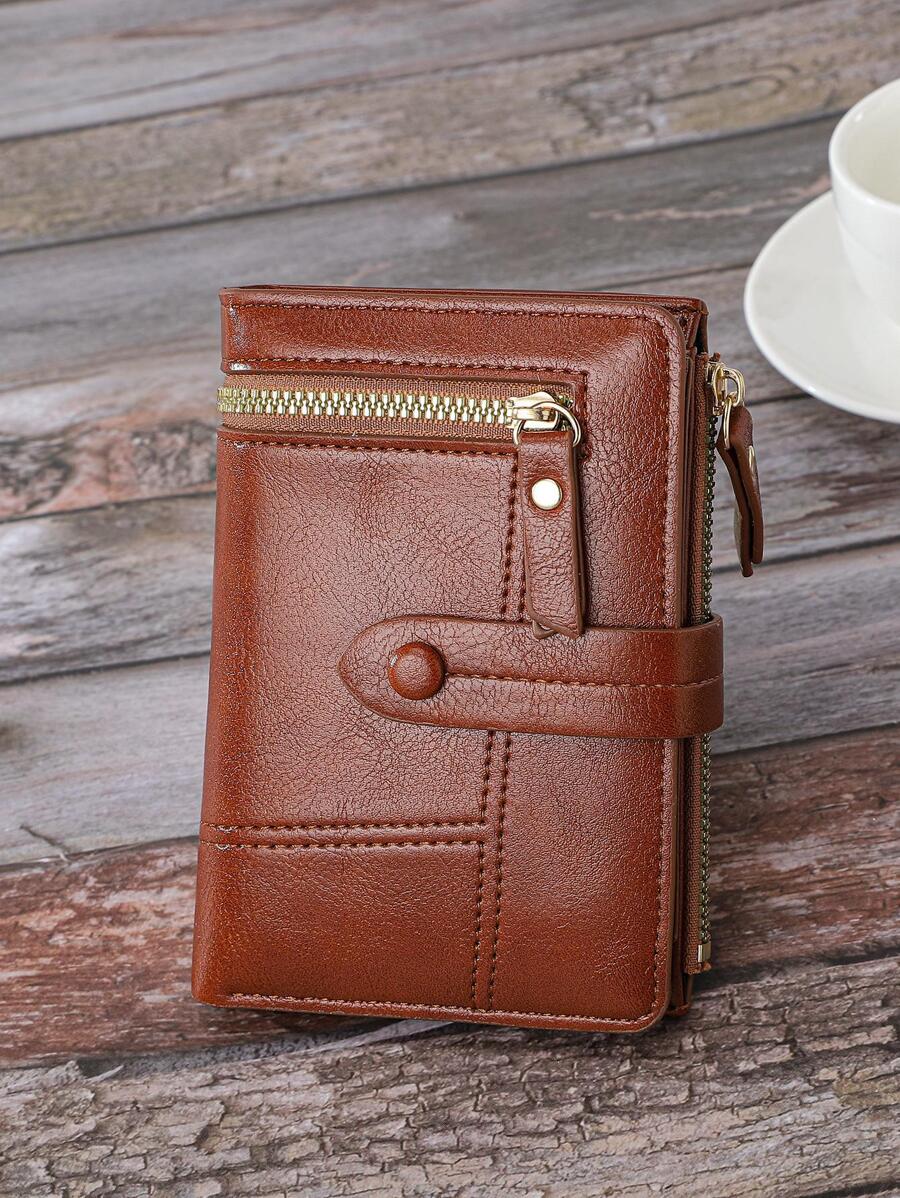 新品 女士钱包 棕色 短款钱包 带多个卡槽 便携现金 白领阶层 女性 大学生 工作 商务 通勤 办公室 周年纪念 情侣 生日礼物 情人节礼物 男士钱包 钱包 小钱包 男士钱包 真皮