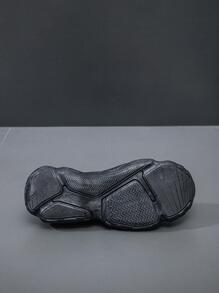 Men Letter Chi tiết giày thể thao chunky, giày thể thao buộc dây phía trước - màu đen - Xem 5