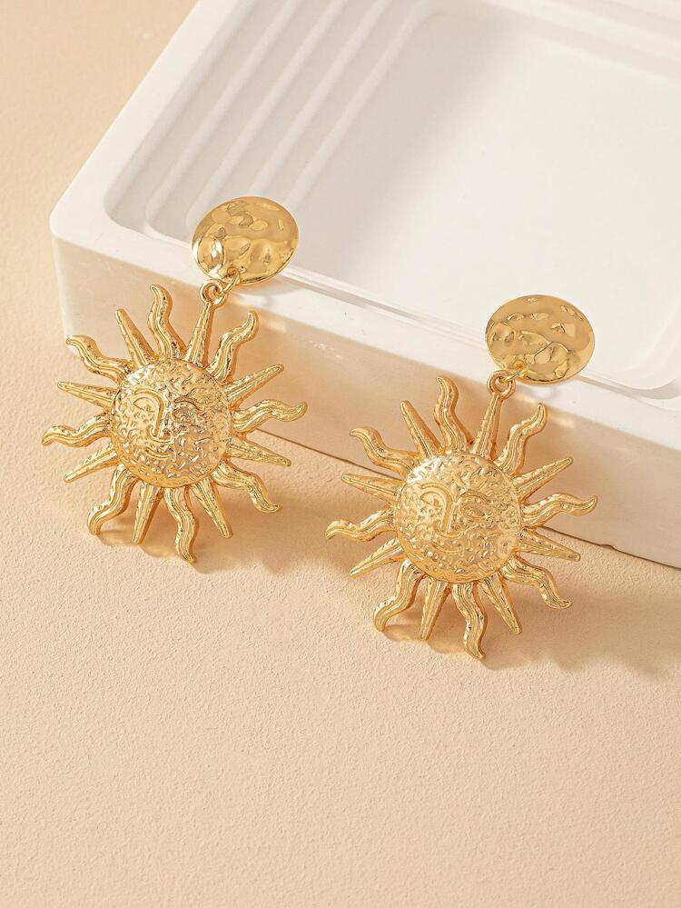 1pair Personalized Sun Design Pendant Earrings For Women