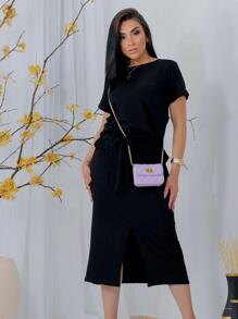 Women Two-piece Outfits - 黑色 - 查看 2