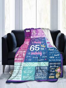 One 65th Birthday Gift Printed Flannel Fleece Blanket, Soft And Comfortable, Suitable For Children And Adults To Use At Home/picnic/travel - Multicolor - View 2