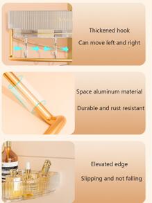 1入組掛壁式透明浴室儲物架三角形浴室架子不附帶沖孔浴室化妝品收納架透明浴室架子多功能浴室太空鋁毛巾竿儲物鉤 - 無色 - 查看 8