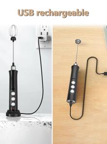 1set Stainless Steel Milk Frother, Modern Multifunction Electric Milk Frother Set For Home - Black - View 7