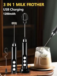 1set Stainless Steel Milk Frother, Modern Multifunction Electric Milk Frother Set For Home - Black - View 2