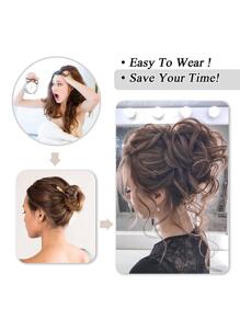 凌亂長鬍鬚髮圈髮髻棕色彈性彈性波浪捲合成10吋女式接髮 - 棕色 - 查看 6