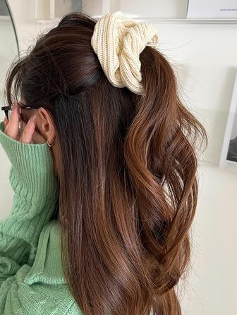 纯色针织蝴蝶结发圈，休闲发饰，马尾辫发圈