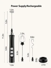 1set Stainless Steel Milk Frother, Modern Multifunction Electric Milk Frother Set For Home - Black - View 8