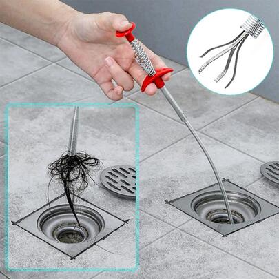 1 pieza Gancho limpiador para tuberías de acero de 60/160/200cm para remover obstrucciones del inodoro y el fregadero de la cocina