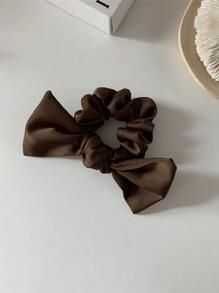 Coffee Satin Bow Knot Scrunchies For Women Ponytail Holder Hair Accessories - Coffee - View 6