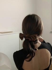 Coffee Satin Bow Knot Scrunchies For Women Ponytail Holder Hair Accessories - Coffee - View 4