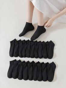 20pairs Solid Ankle Socks - Black - View 3