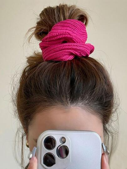 Solid Color Knitted Knitted Scrunchie Casual Scrunchies Hair Ties Scrunchy Hair Ties Ponytail Head Accessories Elastic Band