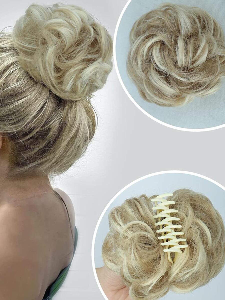 爪夾凌亂頭髮環形小圓麵包爪形狀卷小圓麵包夾馬尾假髮合成纖維6英寸緊接髮 - 彩色 - 查看 1