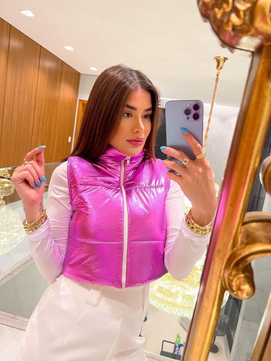 Women Down Coats - 玫紅色 - 查看 1