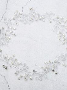 1入奢華鑲嵌時尚發帶，優雅款式 - 銀色 - 查看 3