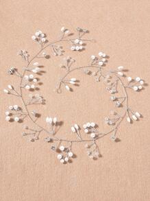 1入奢華鑲嵌時尚發帶，優雅款式 - 銀色 - 查看 5