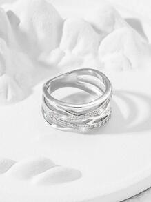 1 pieza Anillo zirconia cúbica adorno - Blanco - Ver 3