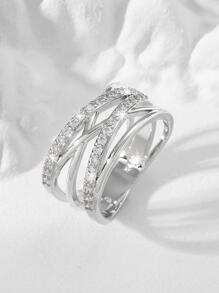 1 pieza Anillo zirconia cúbica adorno - Blanco - Ver 2