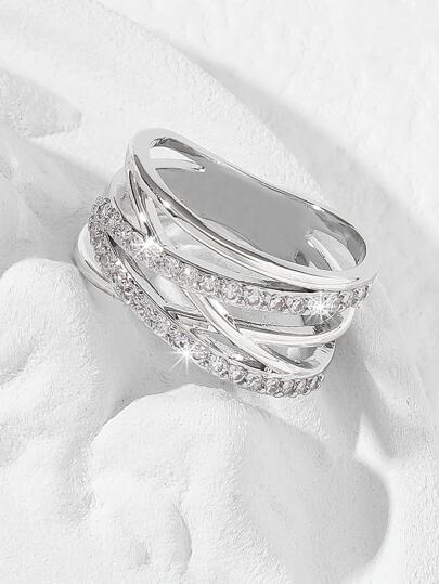 1入組方晶鋯石裝飾戒指