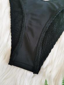 2025 New Sexy Hollow Out Slimming Bikini Set, Ladies Solid Color Two-Piece Swimwear 2pcs, Ribbed Beach Outfit For Vacation - Black - View 6