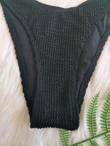 2025 New Sexy Hollow Out Slimming Bikini Set, Ladies Solid Color Two-Piece Swimwear 2pcs, Ribbed Beach Outfit For Vacation - Black - View 7