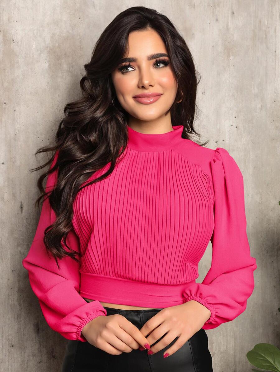 Women Tops - 玫紅色 - 查看 1