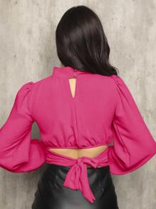 Women Tops - 玫紅色 - 查看 2