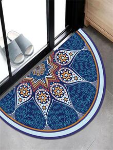 1 pc Semicircular Floor Carpet Mat Half Round Entrance Door Rug Non-Slip Welcome Doormat for Patio Front Door - Multicolor - View 1