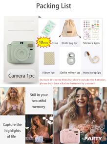 1Set Popoto Instant Mini Camera Suitable For Mini Twin Pack Film(Include Films)Gift/Party/Outdoors/Wedding/Girl Friend/Child/Merry Christmas - Blue - View 4