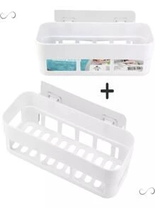 Kit 1 Suporte Adesivo Porta Shampoo Organizador Cozinha Banh - Branco - Visão 4