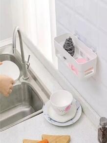 Kit 1 Suporte Adesivo Porta Shampoo Organizador Cozinha Banh - Branco - Visão 2