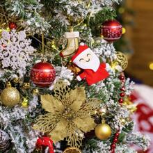 12 件/6 件/1 件人造圣诞花（带夹子）、可爱的人造一品红圣诞树装饰、可重复使用的闪光人造圣诞花（用于 DIY 花环）、家居装饰、婚礼派对、节日派对装饰、圣诞节/节日/季节性/婚礼圣诞树装饰品、闪亮的冬季灌木装饰、适用于圣诞节、新年、婚礼、花环、楼梯、窗户、壁炉、圣诞树 - 金色 - 查看 7