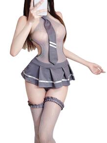 1pc Women Colour Block Casual Lingerie For Daily Life - Grey - View 4