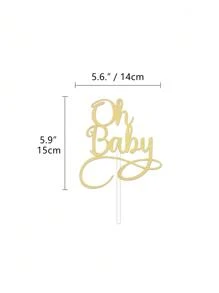 1 pieza papel pastel moderno con diseño de slogan Top Decoración de pasteles para fiesta - Dorado - Ver 4