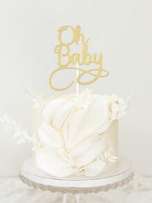 1 pieza papel pastel moderno con diseño de slogan Top Decoración de pasteles para fiesta - Dorado - Ver 2