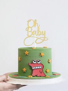 1 pieza papel pastel moderno con diseño de slogan Top Decoración de pasteles para fiesta - Dorado - Ver 3